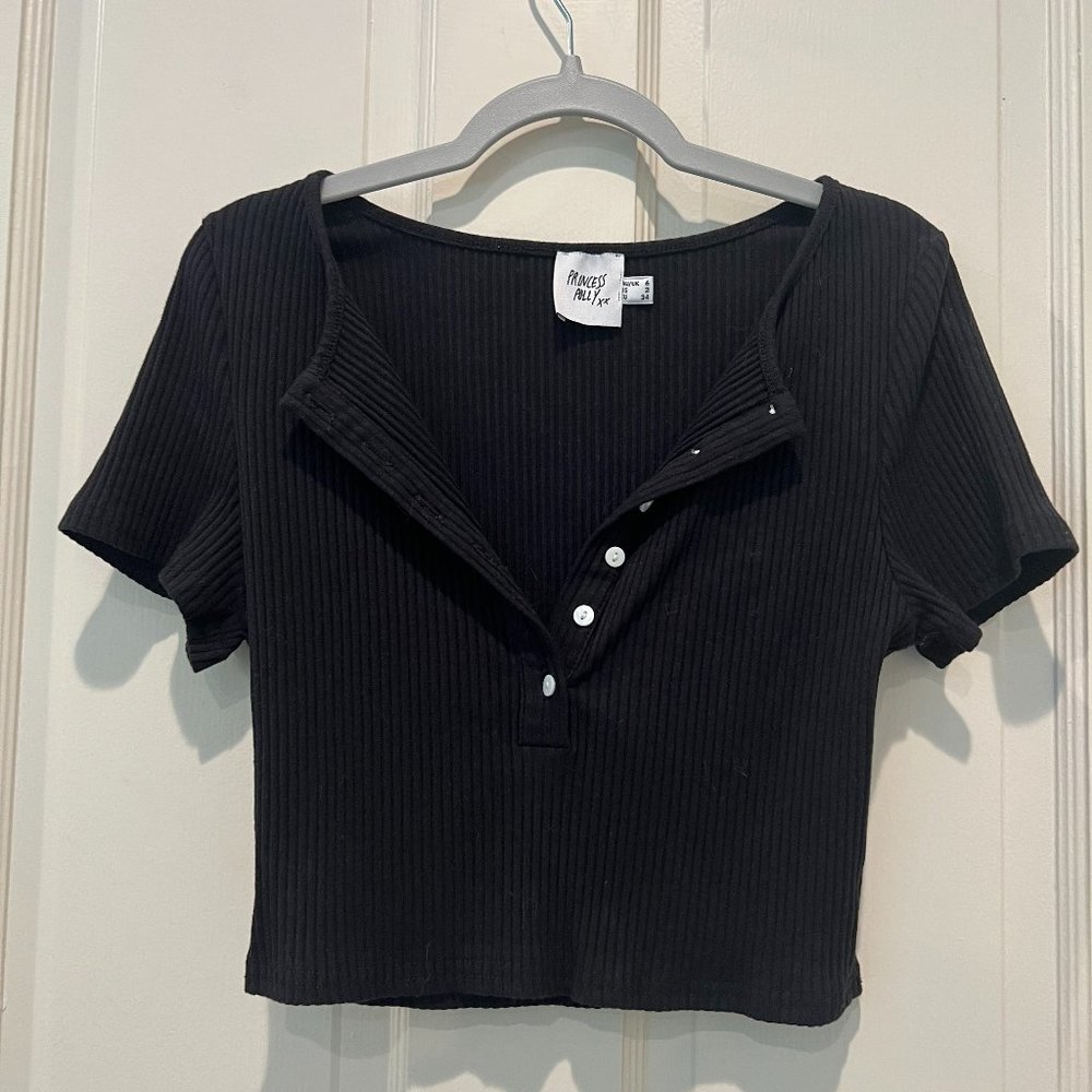 princess polly black button top